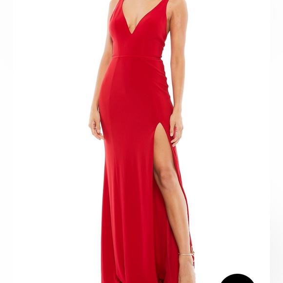 NWOT IEENA for MAC DUGGAL Women’s Deep V Neck Jersey Knit Gown - Picture 4 of 14